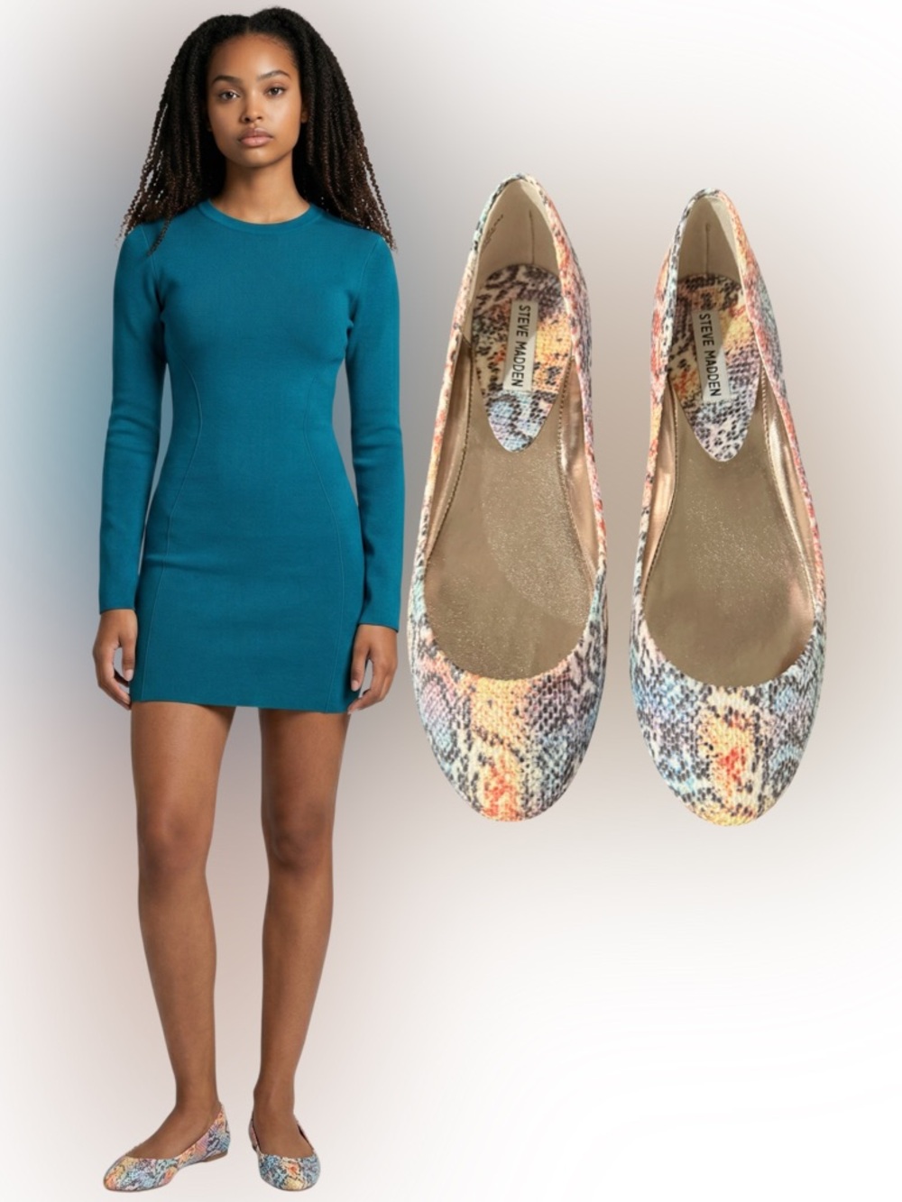 Steve Madden P-Heaven Pastel Multicolored Snake Print Flats